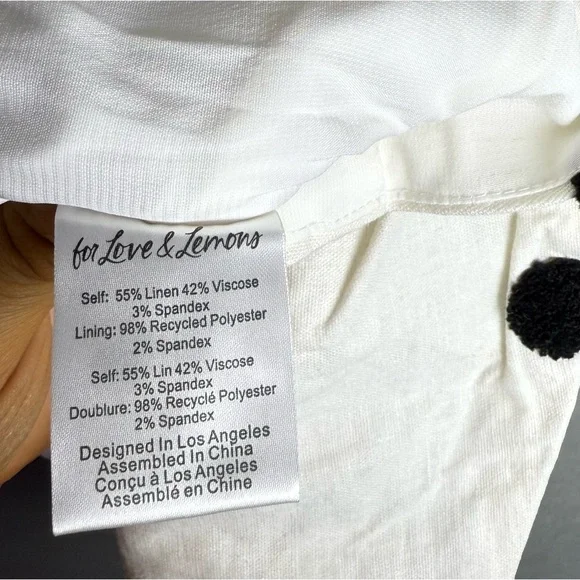 Brand New For Love & Lemons Abigail Polka Dot Mini Dress in Ivory White Black XL - Picture 10 of 13